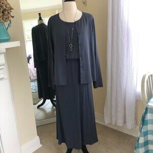 Eileen Fisher Silk Jacket Tank & Skirt Set Medium Luxury Minimalist Old Money